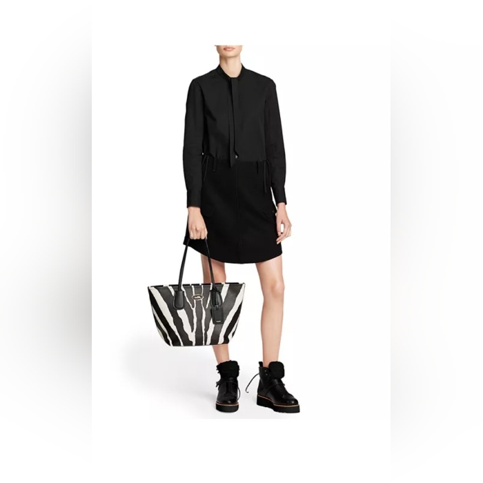 Coachtaxi Zip Top Tote In Zebra Print Leather